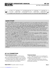 Rane AC 23 Operator's Manual