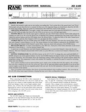 Rane AD 22B Operator's Manual