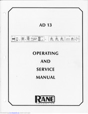 Rane AD 13 Operating And Service Manual