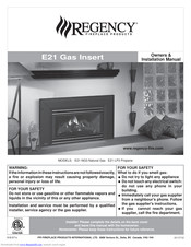Regency Gas Insert E21-NG3 Owners & Installation Manual