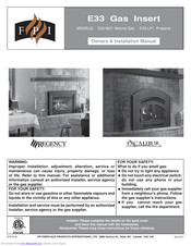 Regency Gas Insert E33-LP1 Owners & Installation Manual