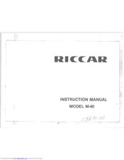 RICCAR M40 Instruction Manual