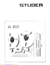 Studer A 62 Manual