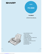 Sharp FO-2600 Operation Manual