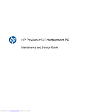 HP Pavilion dv3-4200 - Entertainment Notebook PC Maintenance And Service Manual