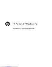 HP Pavilion dv7-6b00 Maintenance And Service Manual