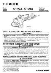 Hitachi G 13SB3 Safety Instructions And Instruction Manual