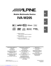 Alpine IVA W205 - 2-DIN DVD/CD/MP3/WMA Receiver/AV Head Unit User Manual