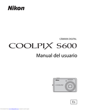 Nikon S600 - Coolpix 10MP Digital Camera Manual Del Usuario