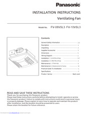 Panasonic FV-10VSL3 User Manual
