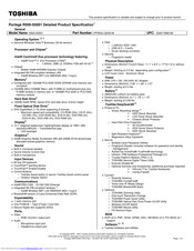 Toshiba Portege R500-S5001 Specification Sheet