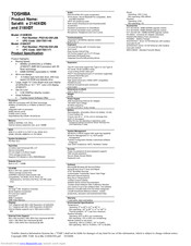 Toshiba Satellite 2180CDT Specification Sheet