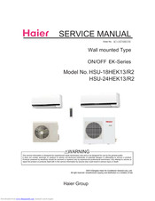 Haier HSU18XH7-G - Ductless Split Indoor Wall Mount Unit Heat Pump Service Manual