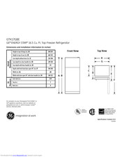 GE GTK17GBEBS Dimensions And Installation Information