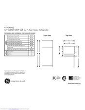 GE GTN16DBEWW Dimensions And Installation Information
