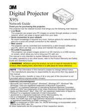 3M X95I - Digital Projector XGA LCD Network Manual