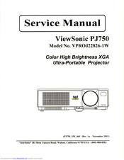 ViewSonic VPROJ22826-1W Service Manual