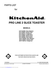 Kitchenaid KPTT780OB - Pro Line Toaster Parts List
