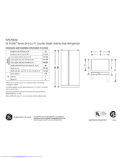GE PZS25KSESS Dimensions And Installation Information