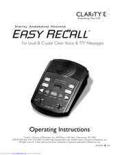 Clarity Easy Recall Operating Instructions Manual