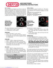 DEFY ELECTRO MECHANICAL CONTROLS Operating Instructions