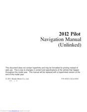 Honda 2012 Pilot Manual