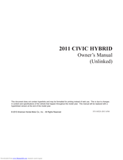 HONDA 2011 Civic Hybrid Owner's Manual