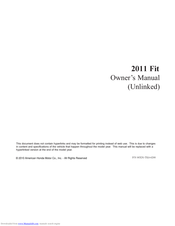 HONDA 2011 FIT Owner's Manual