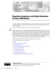 Cisco 1840 Series Regulatory Compliance And Safety Information Manual
