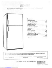 Sears Kenmore Refrigerator Owner's Manual