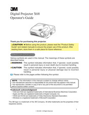 3M Multimedia Projector X68 Operator's Manual