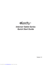 Elocity A7 Internet Tablet Quick Start Manual