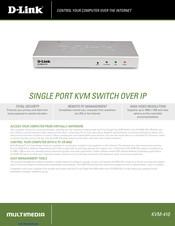 D-Link KVM-410 - Single Port KVM Switch Technical Specifications