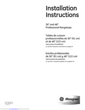 GE ZGU364LDP2SS Installation Instructions Manual