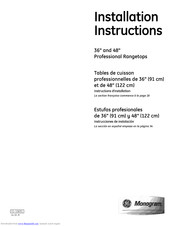 GE Monogram ZGU364LG Installation Instructions Manual