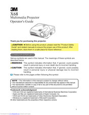 3M Multimedia Projector X68 Operator's Manual