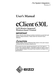 Eizo eClient 630L LCD Monitor Integrated Windows-based terminal User Manual