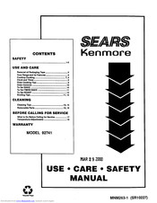 Sears Kenmore 92741 Use & Care Manual