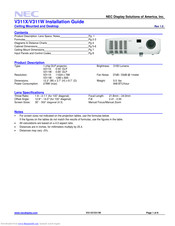 NEC V311X Installation Manual
