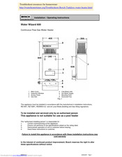 Bosch Water Wizard 600 Installation & Operating Instructions Manual
