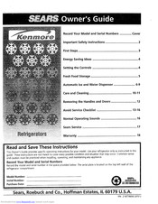 Sears Kenmore Refrigerator Owner's Manual
