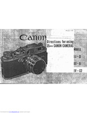 Canon IV-S2 Directions For Using