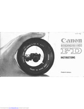 Canon FD Instructions Manual