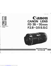Canon FD 35-70 mm F2.8-3.5 S.S.C Instructions Manual
