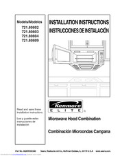 Kenmore Microwave hood combination 721.80802 Installation Instructions Manual