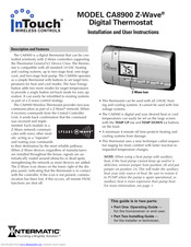 Intermatic InTouch Z-Wave CA8900 Installation And User Instructions Manual