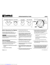 KENMORE Washer Operating Instructions