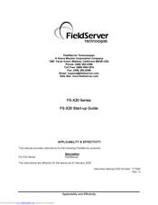 FieldServer FS-X20 Series Startup Manual