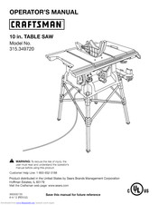 CRAFTSMAN 315.349720 Operator's Manual