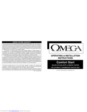 Omega Comfort Start Operating & Installation Instructions Manual